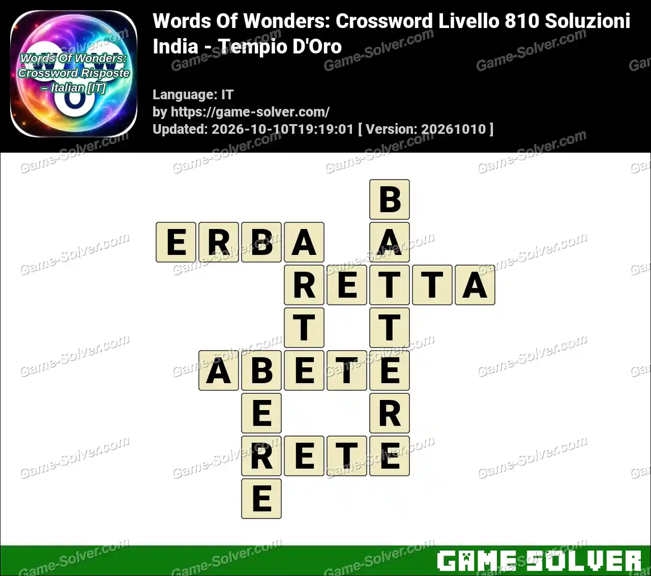Words Of Wonders: Crossword Livello 810 Soluzioni – India – Tempio D’Oro